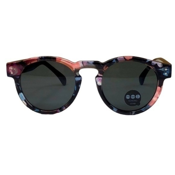 KOMONO Clement Floral Sunglasses NEW pink black round main image 7